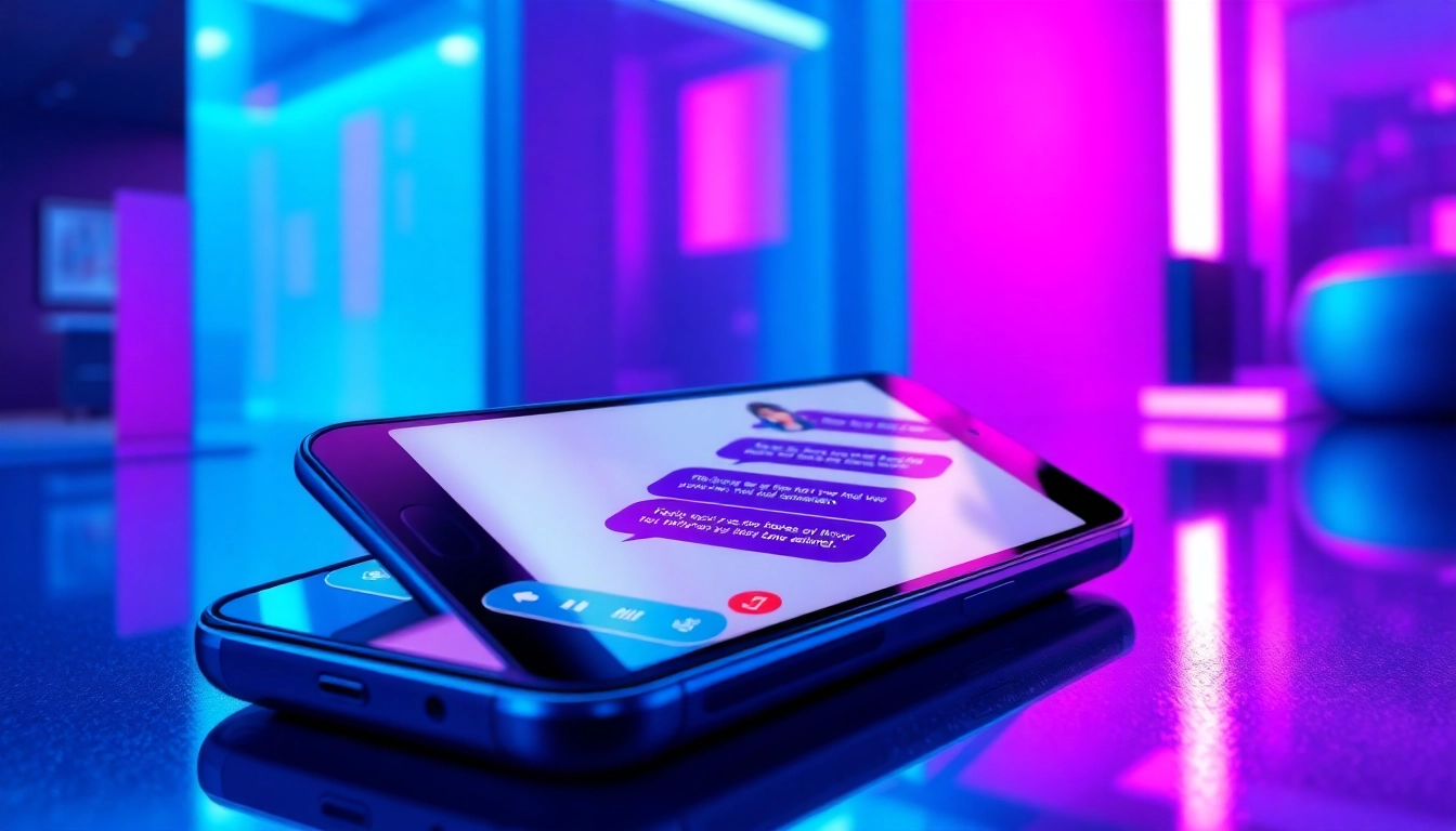 Futuristic digital device displaying an alluring AI chat interface with a seductive character.