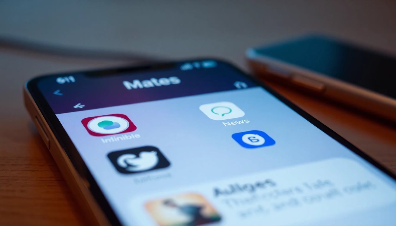 Stay informed with the latest Apps News updates on your mobile device in a vibrant, engaging scene