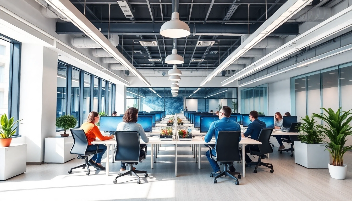 IIII symbol integrated into a professional team collaborating in a bright, modern office
