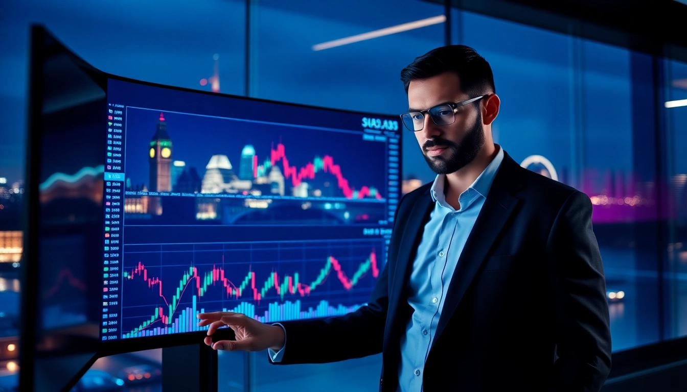 Cryptocurrency Trading News London trader reviewing crypto charts in a modern office setting